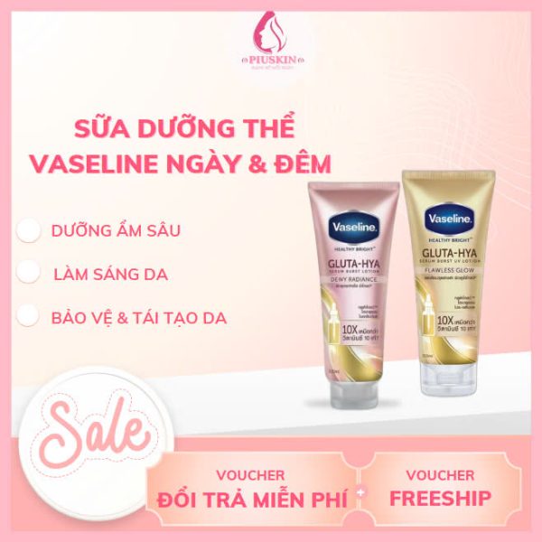 Sữa Dưỡng Thể Vaseline Gluta-Hya Dưỡng Da Sáng Mịn Sau 7 Ngày 330ml